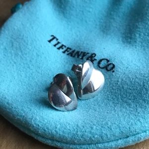 Tiffany & Co Sterling Silver Folded Heart Earrings